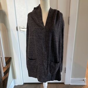 Barefoot Dreams Hooded Open Cardigan in Charcoal Gray